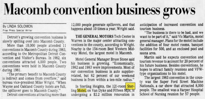 Sterling Motel - Jan 1984 Article (newer photo)